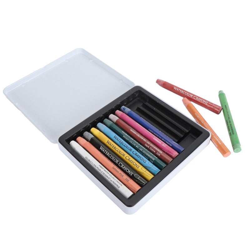 Gallery Watercolor Crayons 12-Piece Premium Pigment Wax Set - Butter-Smooth Highly Pigmented Water Soluble Crayon Sticks with Easy To Grip Design for Artists of All Ages, Beginners, Travel & Mixed Media Proje - Image 1