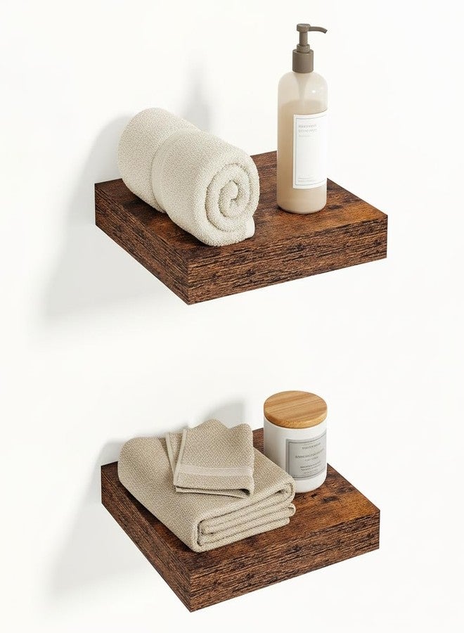 Vivelove 12x12 Floating Shelves for Wall, 12" Deep Shelves with Invisible Brackets, for Living Room Bedroom Bathroom, Farmhouse Rustic Shelves Home Decor, Set of 2, Rustic Brown - Image 1