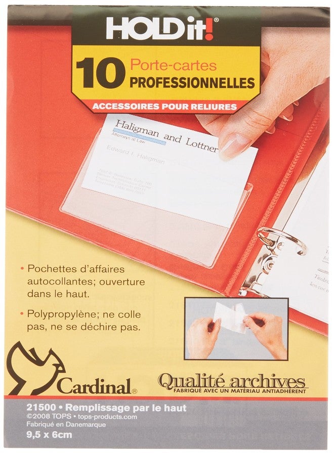 كاردينال جيوب بطاقات العمل Cardinal® HOLDit!®، تحميل علوي، 3 3/4 بوصة × 2 3/8 بوصة، عبوة من 10 قطع - Image 1