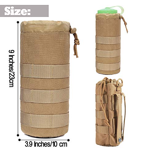 Novemkada Water Bottles Pouches 1000D Tactical Molle Drawstring 32OZ Hydration Carrier Bag BlackACU - Image 3
