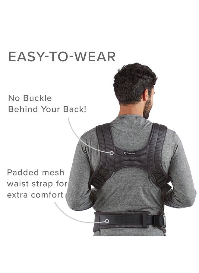 Contours Contours Baby Carrier Newborn to Toddler |Love 3 Position Convertible Easy-to-Use Baby Carrier with Pockets for Men and Women, Newborn, Front Face in and Front Face Out (8-30lbs) - Charcoal Gray  - Image 2