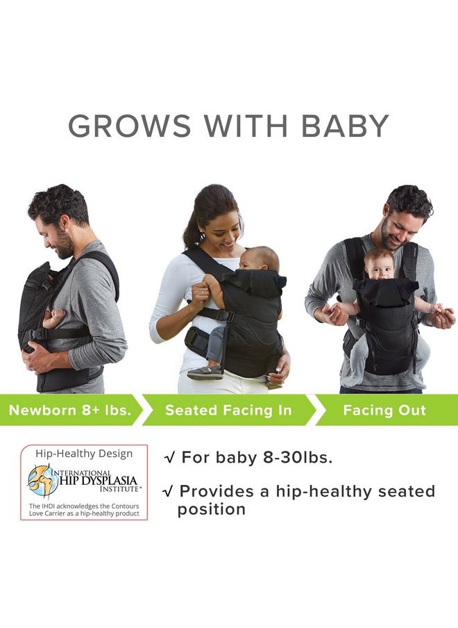 Contours Contours Baby Carrier Newborn to Toddler |Love 3 Position Convertible Easy-to-Use Baby Carrier with Pockets for Men and Women, Newborn, Front Face in and Front Face Out (8-30lbs) - Charcoal Gray  - Image 1