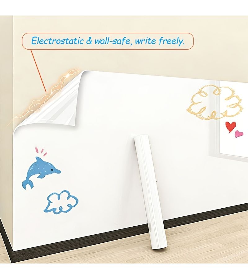 White Static Cling Whiteboard Wall Sticker 23.62x118 Inch Removable Erasable for Office Home Teaching - Image 5