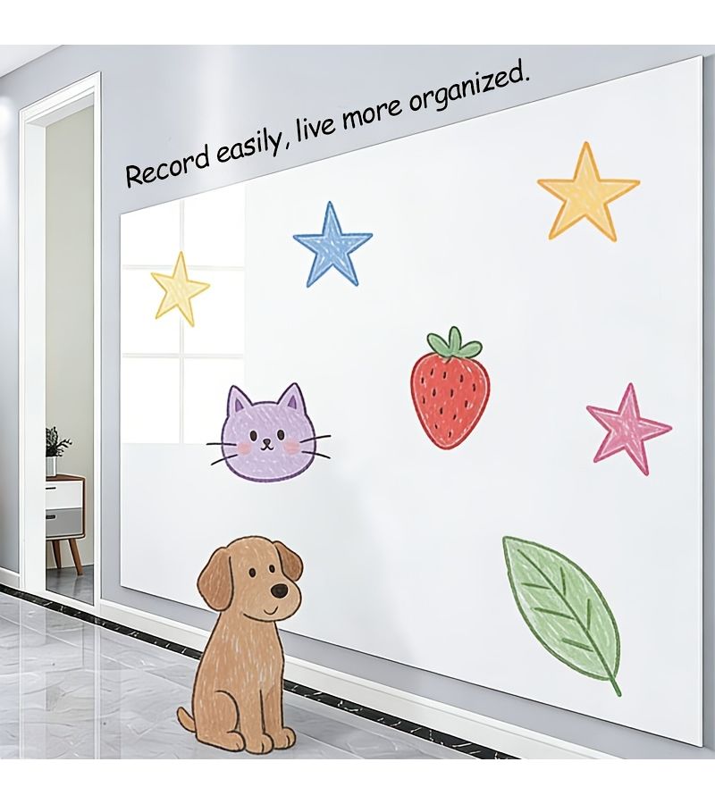 White Static Cling Whiteboard Wall Sticker 23.62x118 Inch Removable Erasable for Office Home Teaching - Image 1