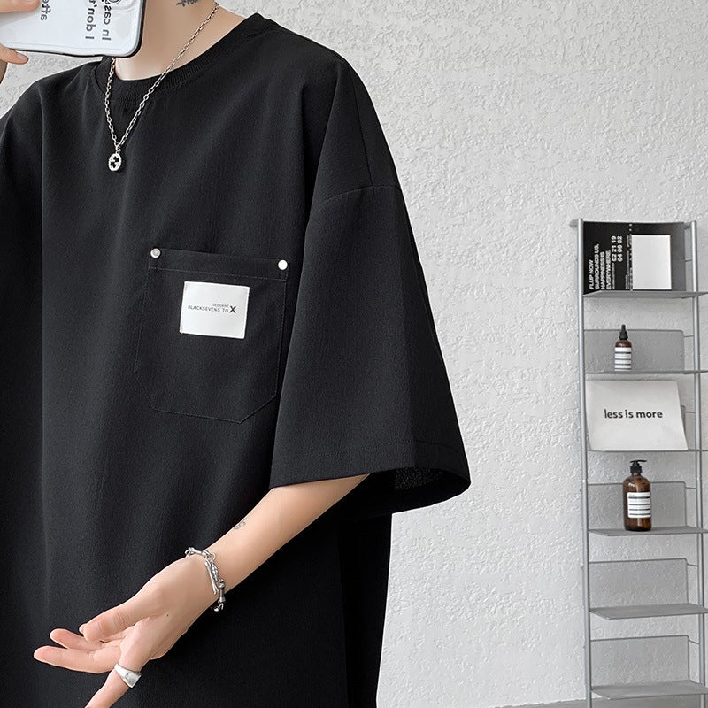 Ice Silk Drop Sense Short-Sleeved T-Shirt Men'S Summer Thin Teenagers High-End Sense Oversize Loose Half-Sleeved Half-Sleeved T-Shirt - Image 5