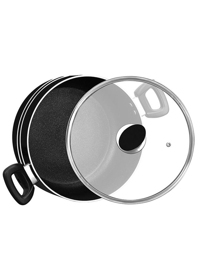 Majestic Non Stick Casserole Handi Dutch Size 30 Cm With Glass Lid and Multilayer Coat For Durablity, S.S Bakelite Cool Handles For Firm Grip & Convenience, Dishwasher safe , Ovensafe Upto 180C - Image 2