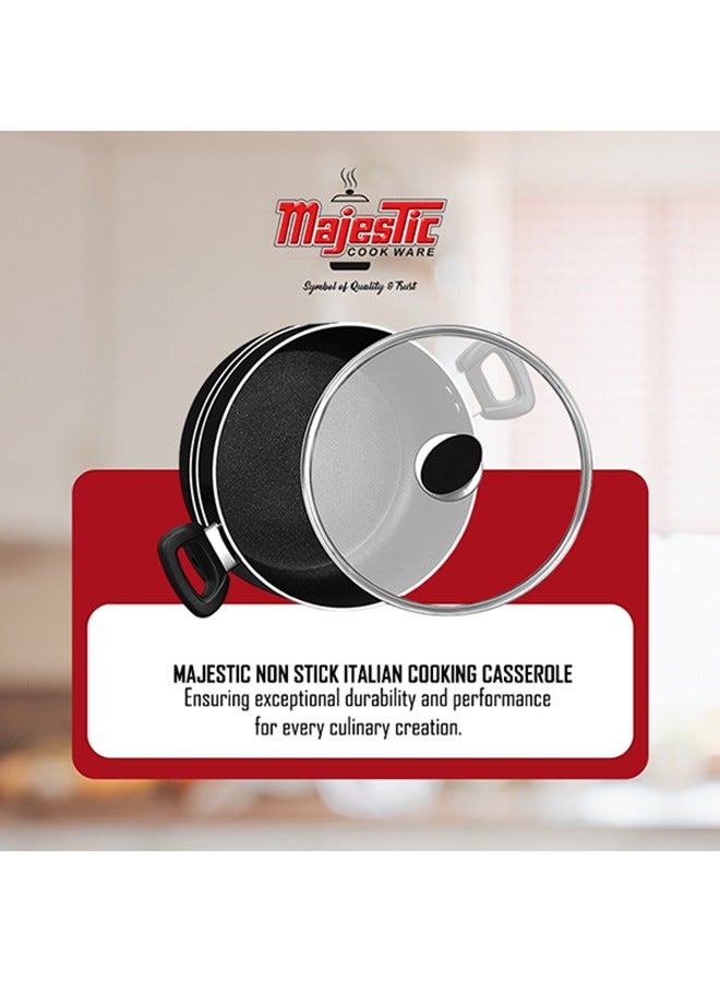 Majestic Non Stick Casserole Handi Dutch Size 30 Cm With Glass Lid and Multilayer Coat For Durablity, S.S Bakelite Cool Handles For Firm Grip & Convenience, Dishwasher safe , Ovensafe Upto 180C - Image 5