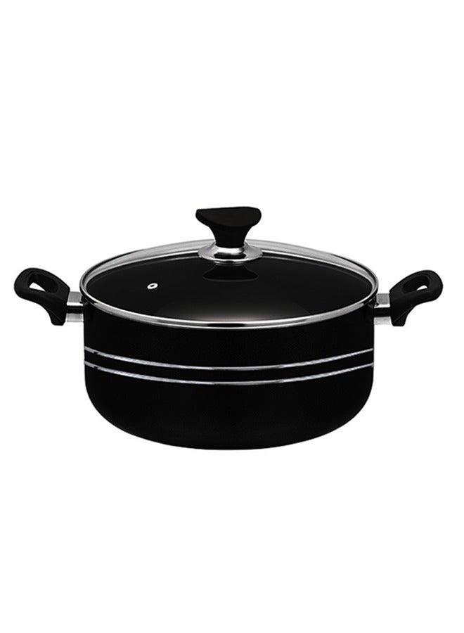 Majestic Non Stick Casserole Handi Dutch Size 30 Cm With Glass Lid and Multilayer Coat For Durablity, S.S Bakelite Cool Handles For Firm Grip & Convenience, Dishwasher safe , Ovensafe Upto 180C - Image 1
