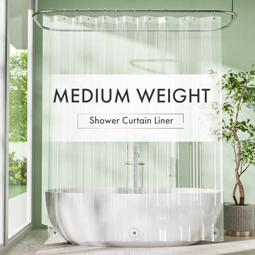 Amazer Extra Long Shower Curtain Liner 72 x 96 Inches Clear Plastic Shower Liner PEVA Inside Waterproof Heavy Shower Curtains for Bathroom with Magnets and Grommets