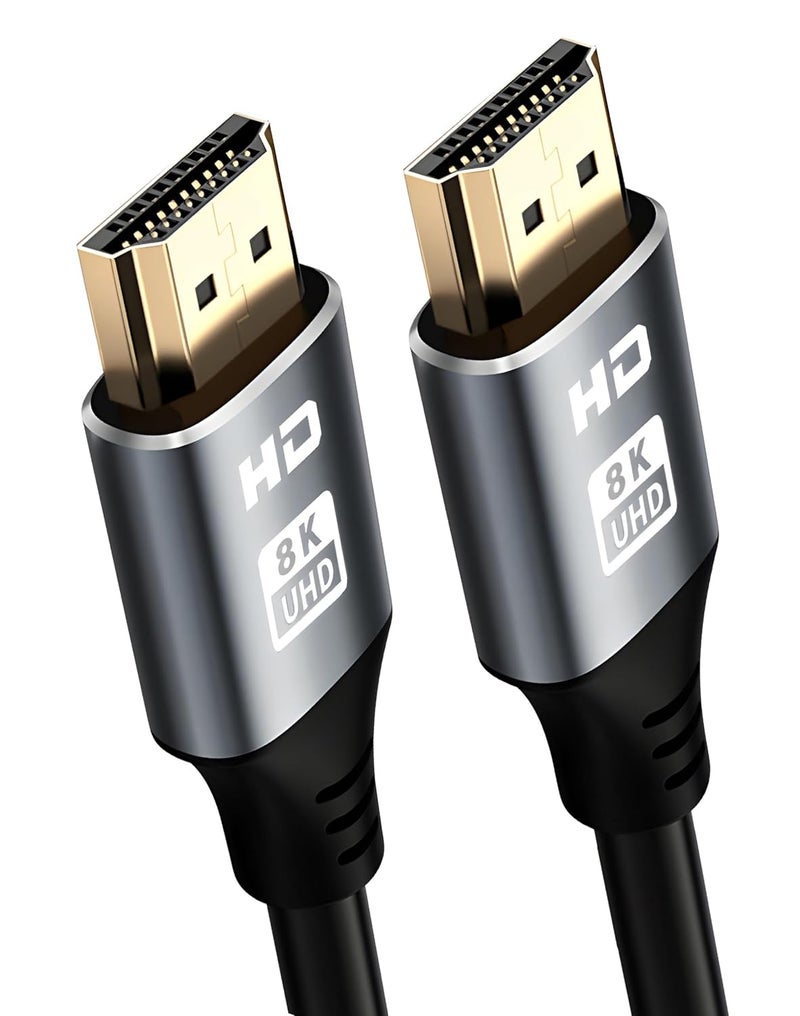 سيزمي كابل HDMI 2.1 عالي السرعة | دقة 8K@60Hz، 4K@120Hz | سرعة نقل بيانات 48Gbps | دعم لتقنية HDR10 | ميزات VRR وALLM وeARC | موصلات مطلية بالذهب | يدعم نقل الصوت والفيديو | طول الكابل 2 متر | لونه رمادي | مناسب للتلفزيونات والشاشات وأجهزة العرض وأجهزة الكمبيوتر - Image 1