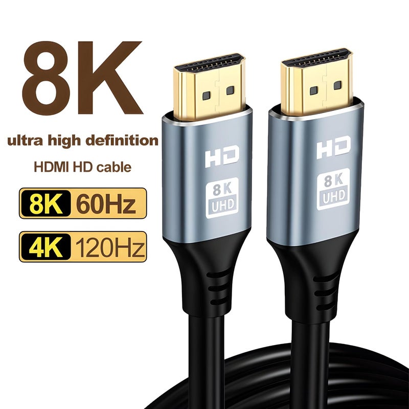 سيزمي كابل HDMI 2.1 عالي السرعة | دقة 8K@60Hz، 4K@120Hz | سرعة نقل بيانات 48Gbps | دعم لتقنية HDR10 | ميزات VRR وALLM وeARC | موصلات مطلية بالذهب | يدعم نقل الصوت والفيديو | طول الكابل 2 متر | لونه رمادي | مناسب للتلفزيونات والشاشات وأجهزة العرض وأجهزة الكمبيوتر - Image 3
