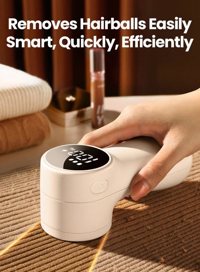 GAIATOP Fabric Shaver, Rechargeable Lint Remover Sweater Defuzzer, Intelligent Digital Display Lints Shaver Fuzzs Pills Bobbles Trimmer for Clothes and Furniture White(1 pcs) - Image 2