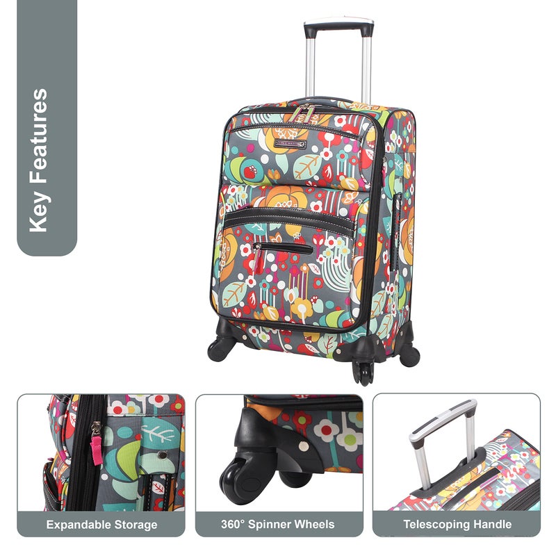 Lily Bloom Carry On Expandable Design Pattern Luggage With Spinner Wheels (20in, Bliss) - Image 2