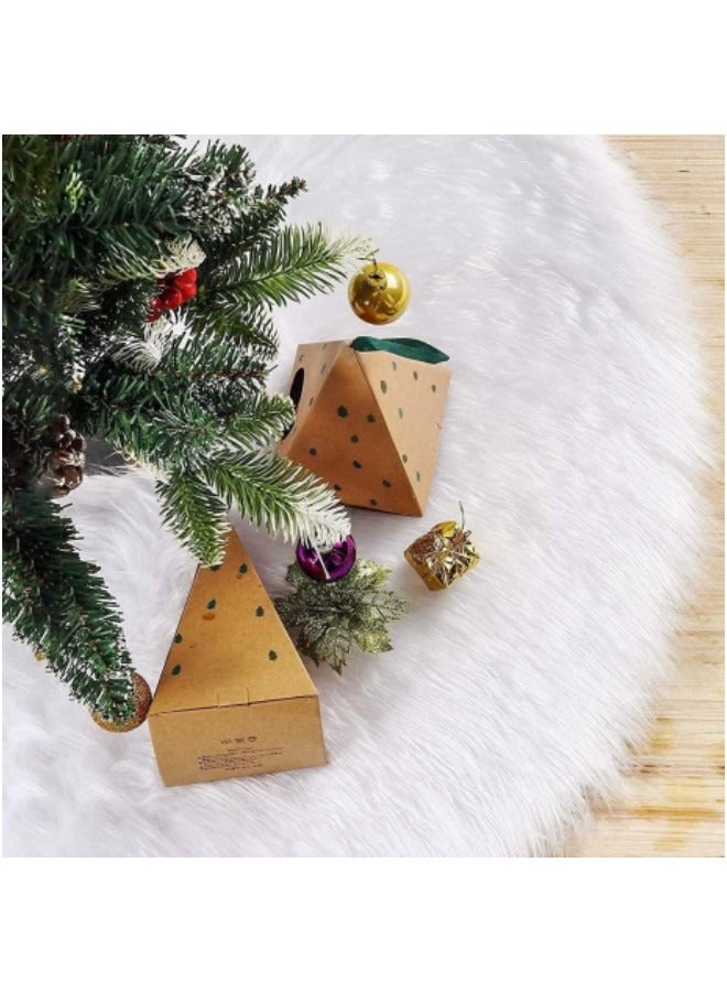 GGEROU Tree Skirt, 7cm Long White Faux Fur Tree Mat 120cm - Image 1
