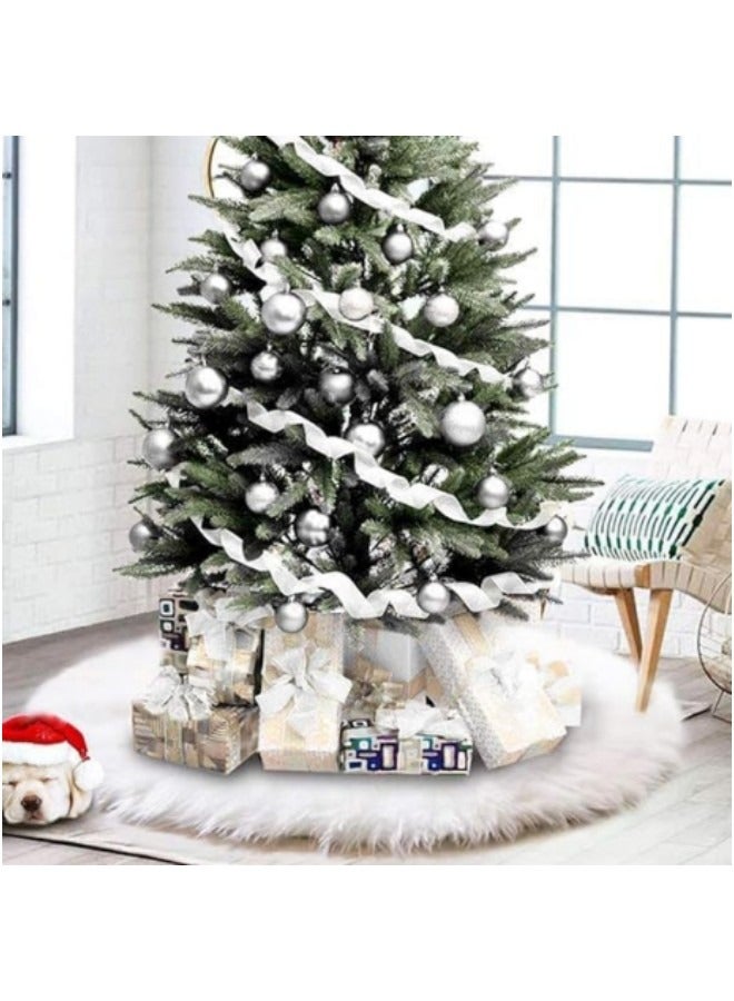 GGEROU Tree Skirt, 7cm Long White Faux Fur Tree Mat 120cm - Image 2