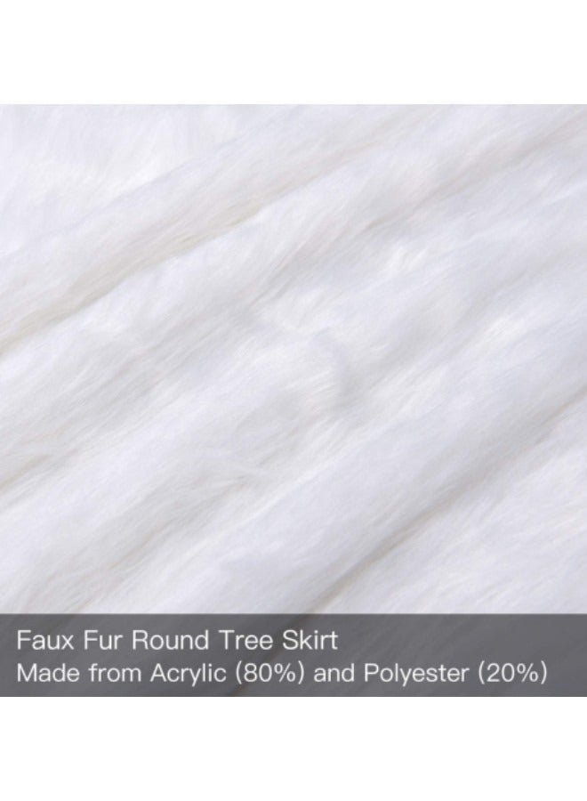 GGEROU Tree Skirt, 7cm Long White Faux Fur Tree Mat 120cm - Image 5