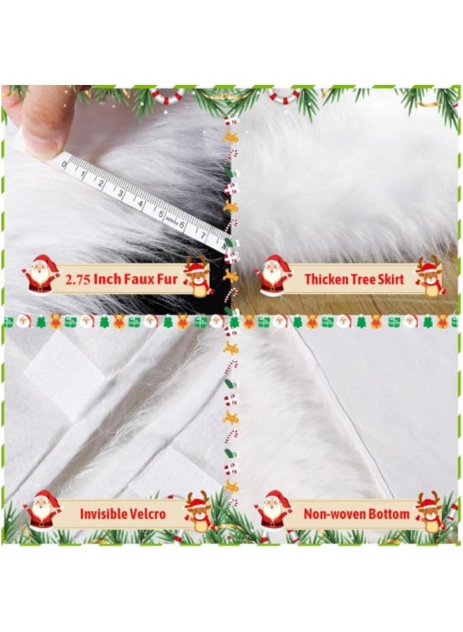 GGEROU Tree Skirt, 7cm Long White Faux Fur Tree Mat 120cm - Image 3