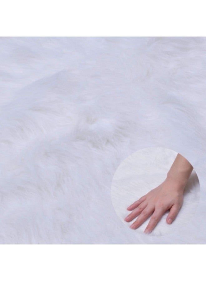 GGEROU Tree Skirt, 7cm Long White Faux Fur Tree Mat 120cm - Image 4