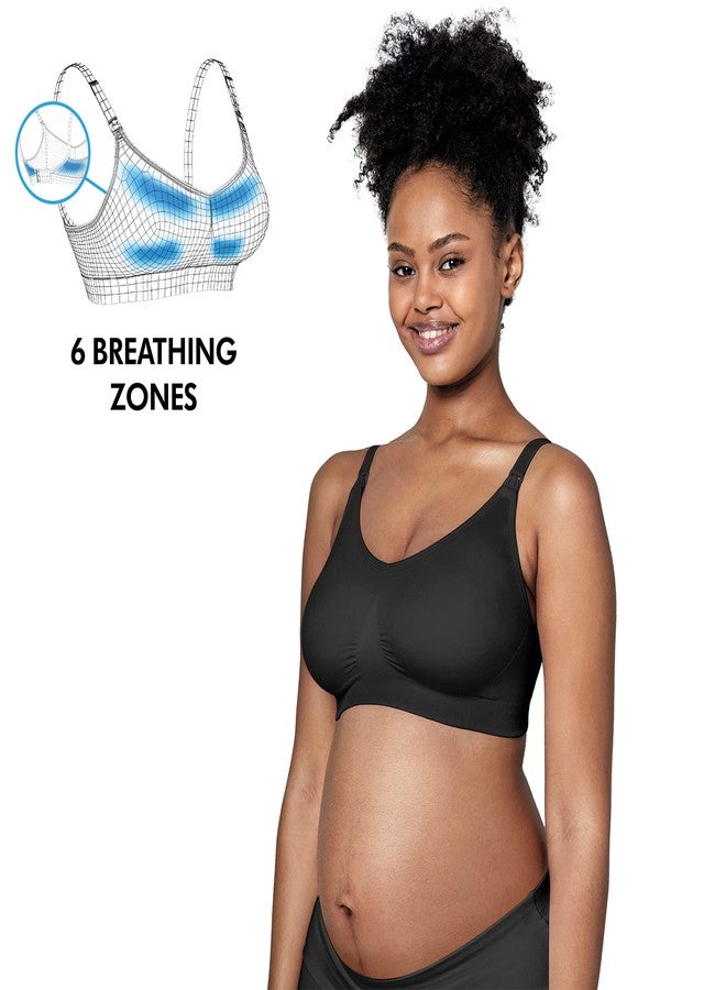 Medela Maternity & Nursing Bras for Breastfeeding, Keep Cool Ultra Bra Seamless Extra Support Wireless Pregnancy Bra Black - Image 3