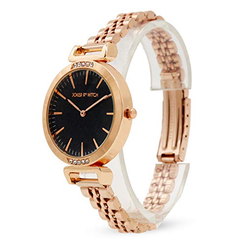 Joker & Witch Stainless Steel Analog Women Watch (Black Dial Rose Gold Colored Strap), Rose Gold Band - Image 3