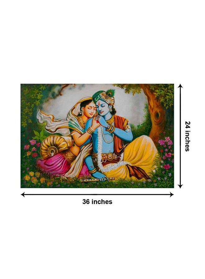999STORE Wooden Stretched Lord Krishna Paintings Canvas Painting Radha Krishna Photo Frame Radha Sitting Between The Flowers Wall Frames Room Décor (24X36 Inches Strectched Canvas) Flp24360070 - Image 5