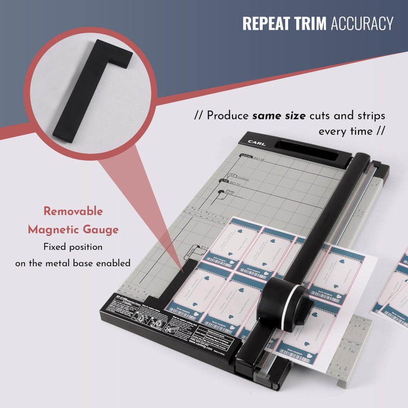 Carl, Professional Rotary Paper Trimmer 15-inch, 15 Sheet Cutting Capacity, Black and Silver - Image 2