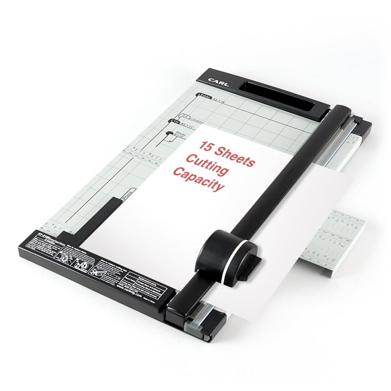 Carl, Professional Rotary Paper Trimmer 15-inch, 15 Sheet Cutting Capacity, Black and Silver - Image 1