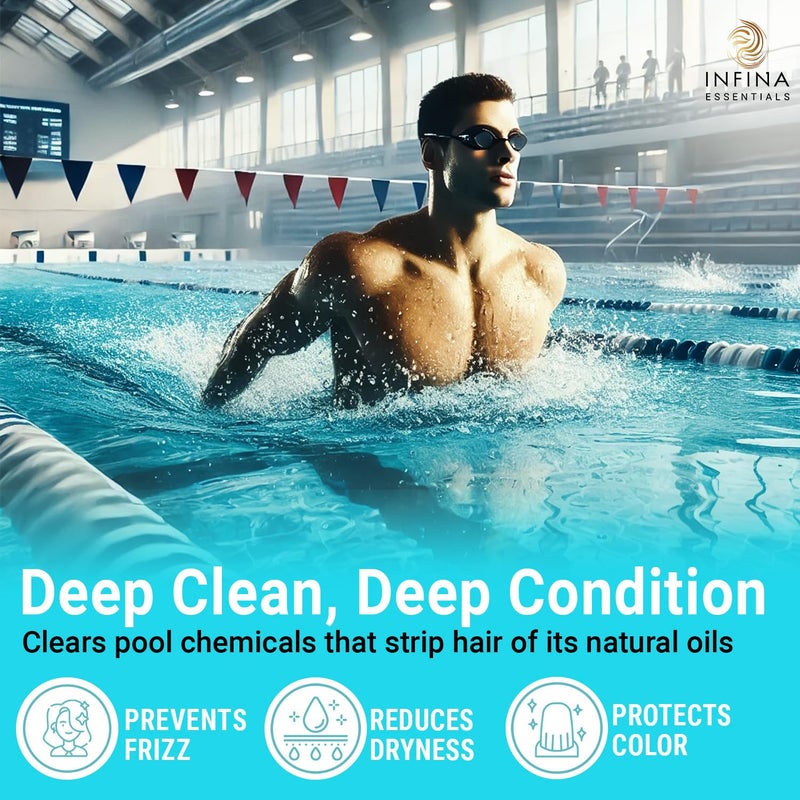 INFINA ESSENTIALS Chelating Hard Water Shampoo and Conditioner Set with Chelactik-3 & Rosemary Oil - Color Safe Metal Detox Shampoo and Conditioner for Mineral Build-Up & Swimmers Hair - 16 fl oz each - Image 4