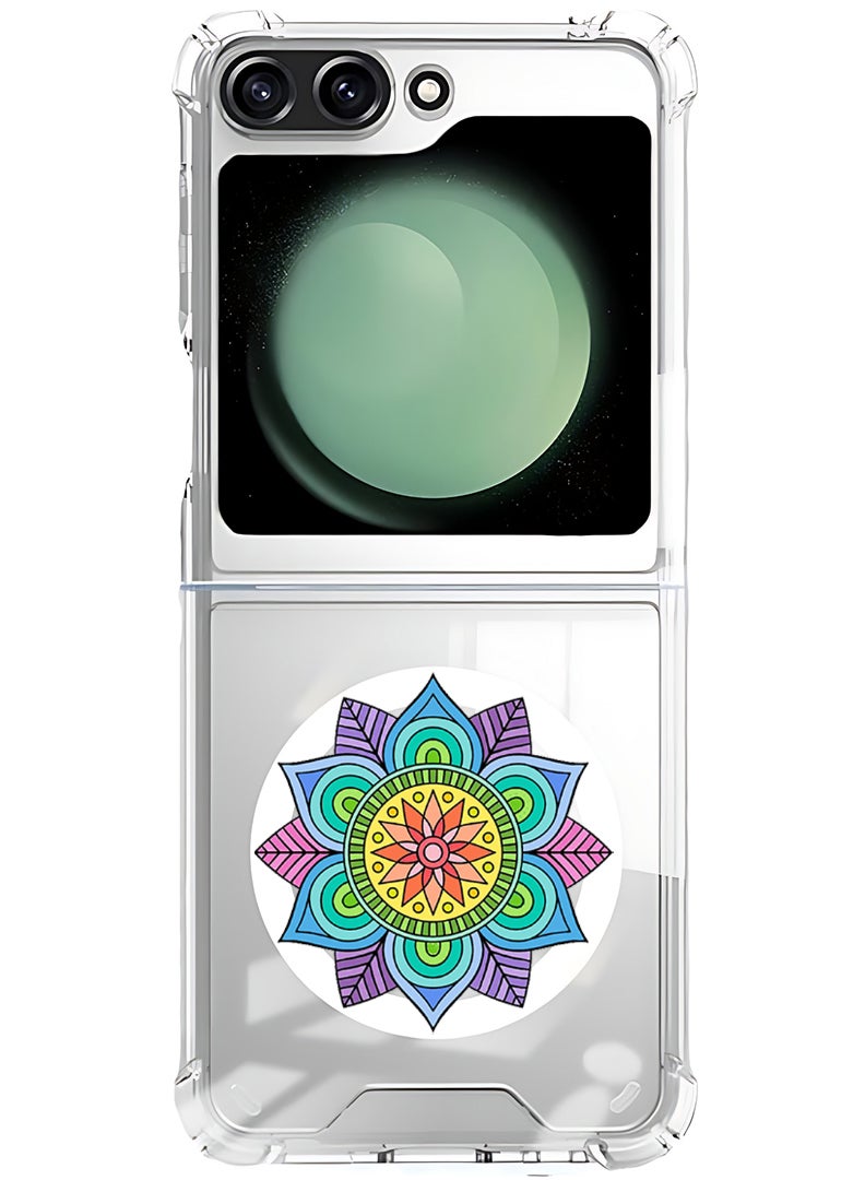 Theodor Magnetic Case for Samsung Galaxy Z Flip 5 Compatible with MagSafe Wireless Charging, Shockproof Phone Bumper Cover Mandala - Image 1