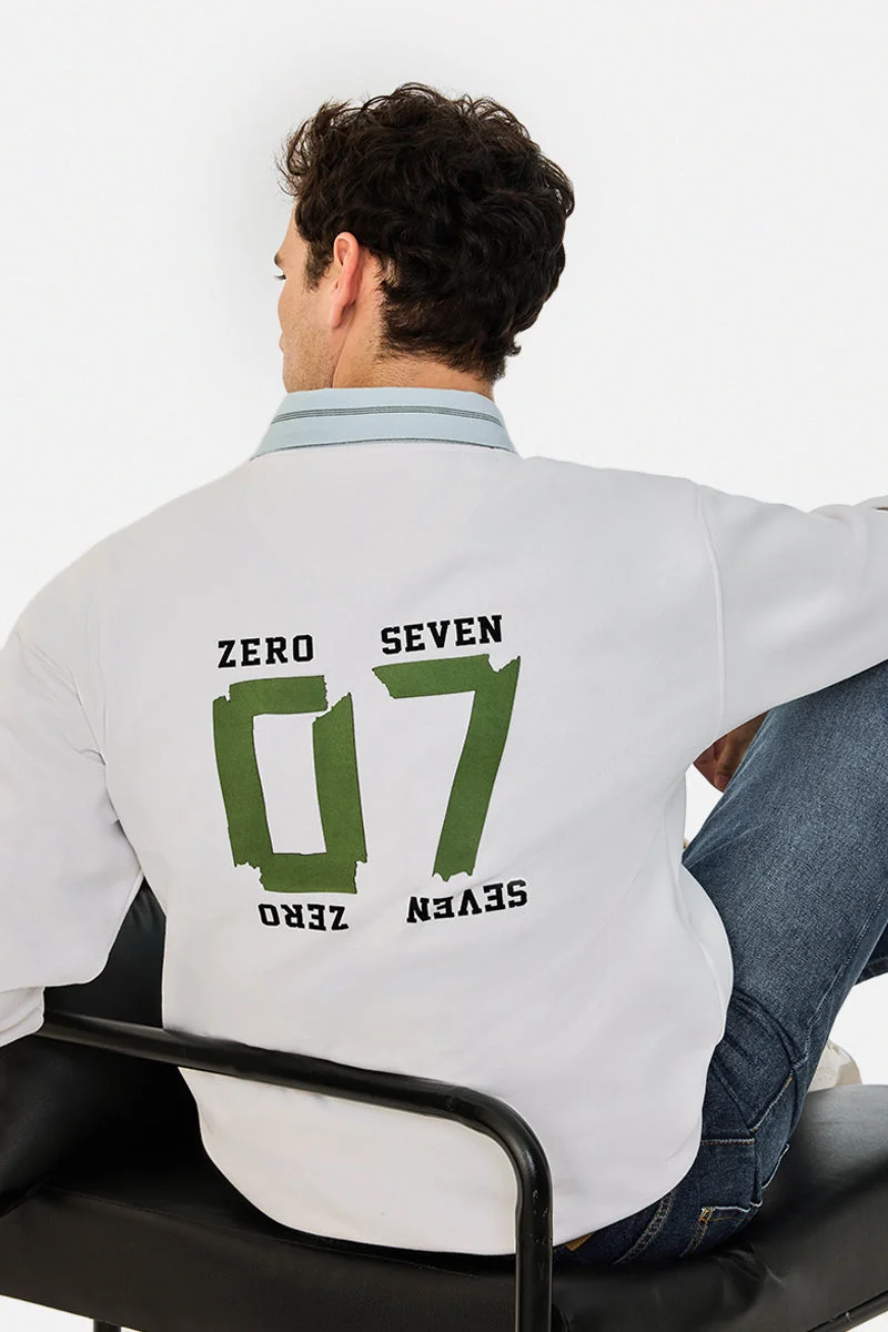 سنيتش White Graphic Long Sleeve Oversized Sweatshirt