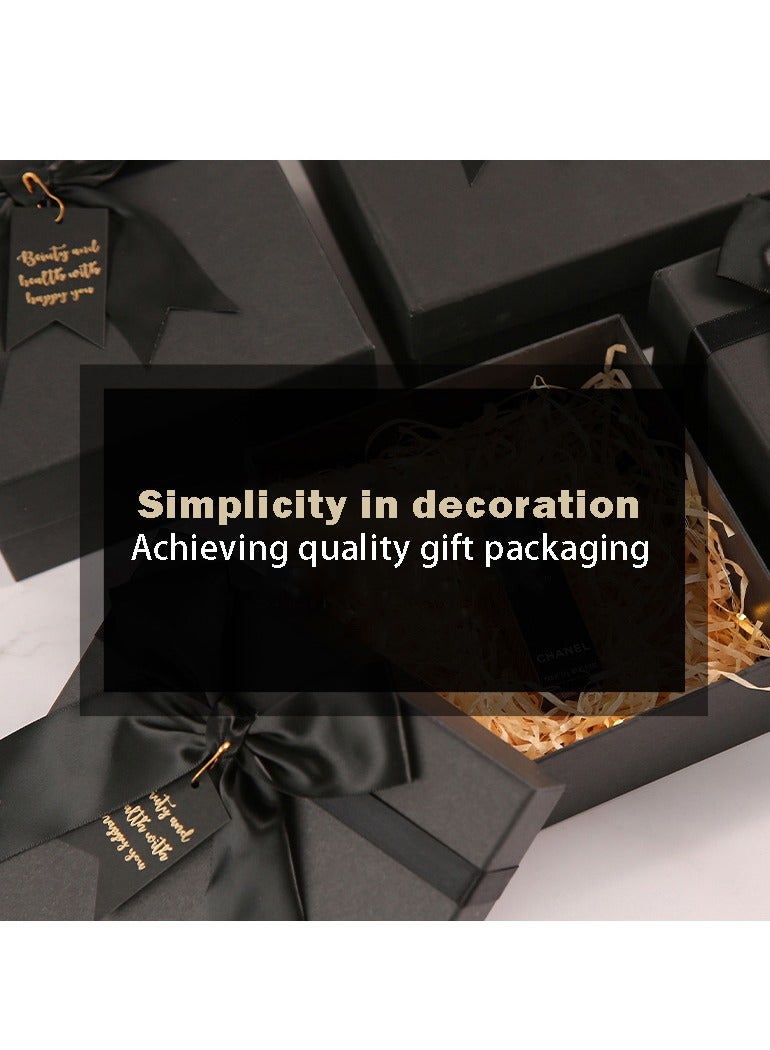 2 Sets of Gift Boxes with Hand Straps and Raffia,Black 15X15X7cm Gift Boxes,Bridesmaid Proposal Box with Ribbon,Kraft Paper Boxes for Wedding, Packaging,Present,Birthday,Party - Image 3