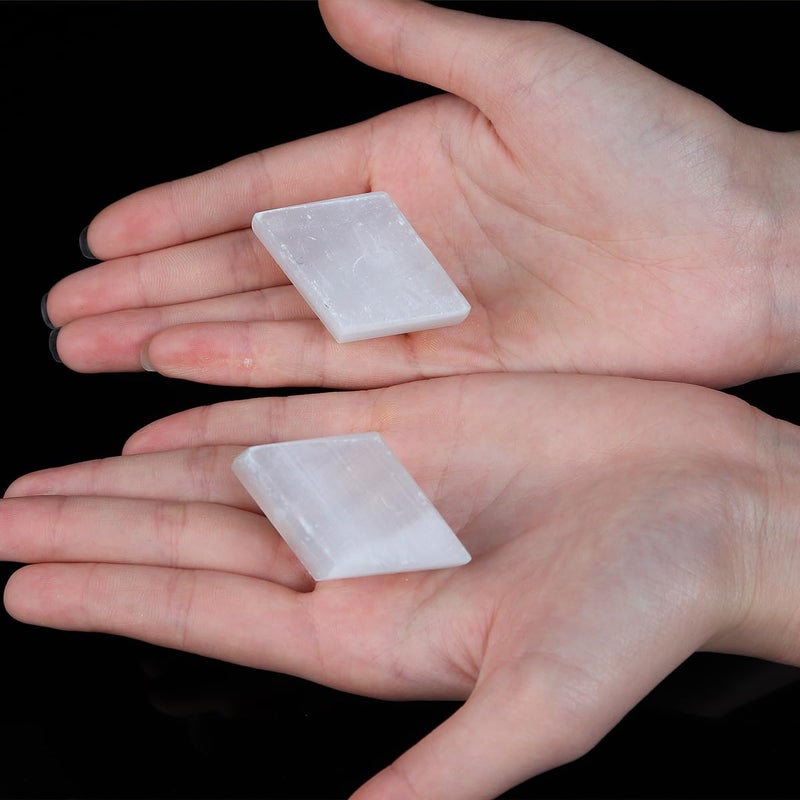 Jic Gem 4 Pack White Selenite Cabinet Knobs Rhombus Crystal Drawer Knobs Natural Gemstone Door Handle Pulls Cupboard Dresser Kitchen Cabinet Hardware - Image 4