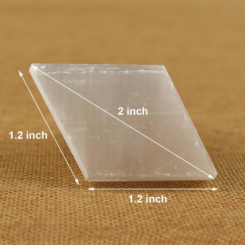 Jic Gem 4 Pack White Selenite Cabinet Knobs Rhombus Crystal Drawer Knobs Natural Gemstone Door Handle Pulls Cupboard Dresser Kitchen Cabinet Hardware - Image 3