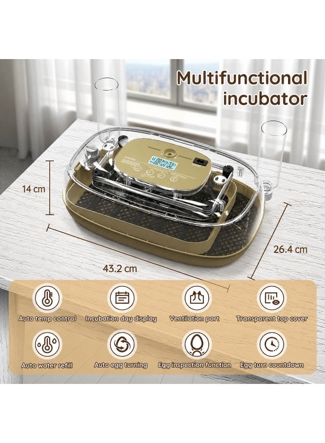 WALALLA 24 Egg Incubator with Temperature & Humidity Control, Automatic Egg Turner, LED Candling, Dual Water Inlets, LCD Display, for Chicken, Duck & Quail, Home Farm & Classroom - Image 5