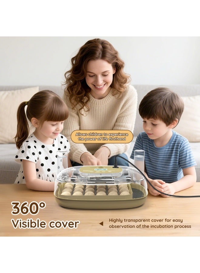WALALLA 24 Egg Incubator with Temperature & Humidity Control, Automatic Egg Turner, LED Candling, Dual Water Inlets, LCD Display, for Chicken, Duck & Quail, Home Farm & Classroom - Image 2