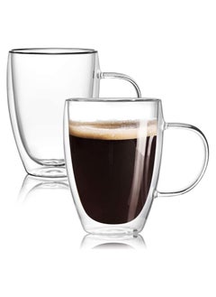 2-Piece Double Walled Glass Coffee Mugs with Handle, Large Insulated Layer Coffee Cups, Clear Borosilicate Mugs, Perfect for Espresso, Cappuccino, Tea, Latte Clear 350ml - pzsku/ZE9161B56A071ABE87366Z/45/1741297739/d9ddbd2f-8ac4-4406-ae1c-0c05c4f8cabb