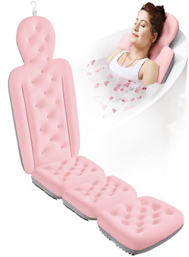 VOXOR Full Body Bath Pillow for Bathtub, Thick Bathtub Cushion with Laundry Bag, Luxury Tub Pillow for Bath for Headrest Neck and Back Support Pink 60" x 16" - Image 1