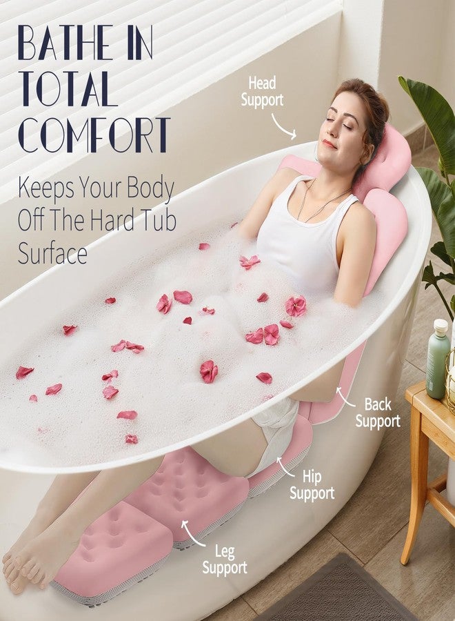 VOXOR Full Body Bath Pillow for Bathtub, Thick Bathtub Cushion with Laundry Bag, Luxury Tub Pillow for Bath for Headrest Neck and Back Support Pink 60" x 16" - Image 3