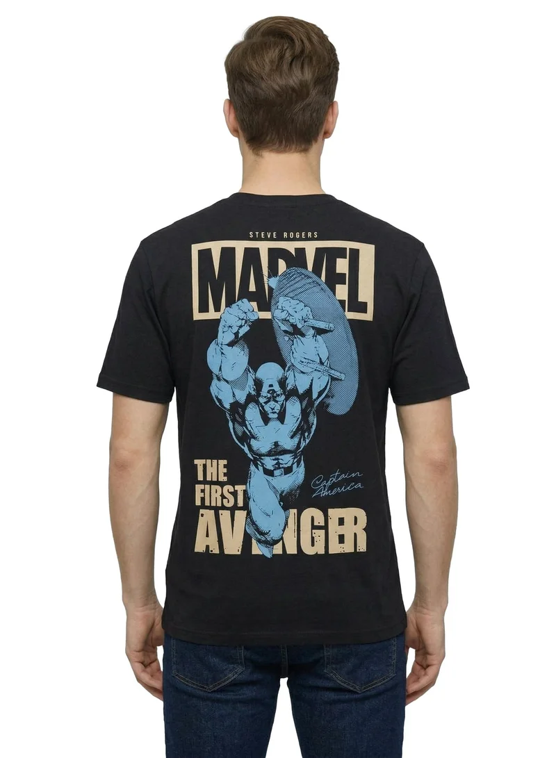 MARVEL  Men’s Marvel Captain America Logo Printed T-Shirt for Men | Best Price UAE