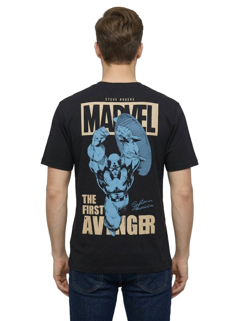 MARVEL Men’s Marvel Captain America Logo Printed T-Shirt - Image 4