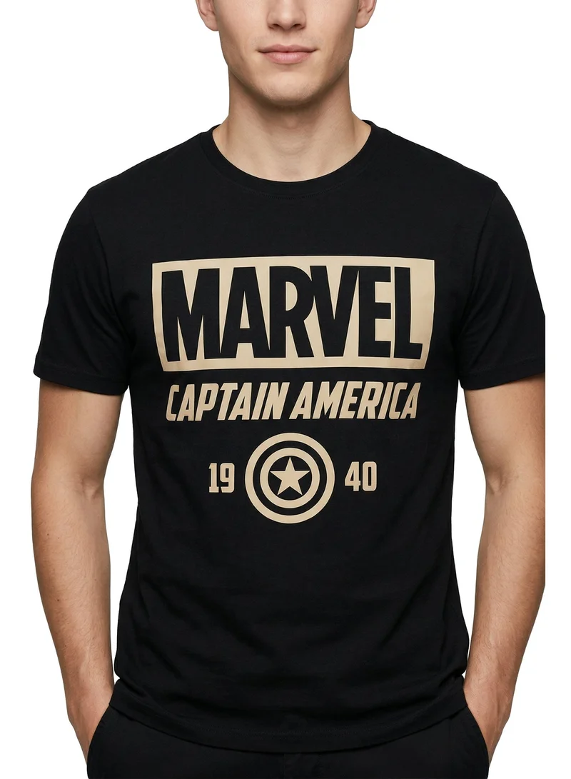 MARVEL  Men’s Marvel Captain America Logo Printed T-Shirt for Men | Best Price UAE