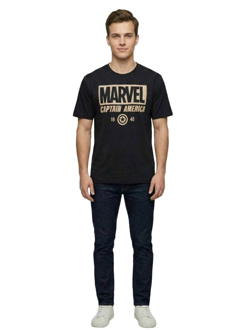 MARVEL Men’s Marvel Captain America Logo Printed T-Shirt - Image 2