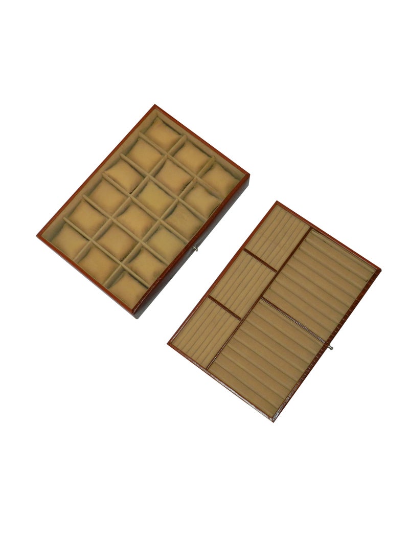 LAVERI LEATHER Laveri Watch Box for Men Women (18 Watches , Pens , Rings Slots), Premium  Leather Watch Case  Organizer with Crystal Glass Top, Removable Pillow - Image 3