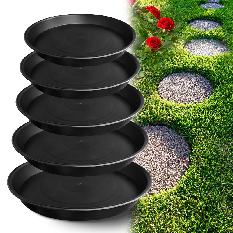U0U 5 Size Round Stepping Stone Mold,8.7" 9.25" 10" 11.4" 12.6"Stepping Stone Molds for Concrete,Black Plastic Concrete Molds for Casting Garden Pathmate Pavement Precast and Forms Walkway (Black) - Image 1