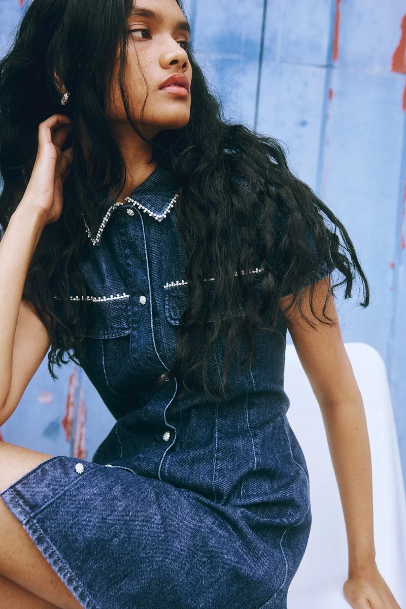H&M Embellished denim dress