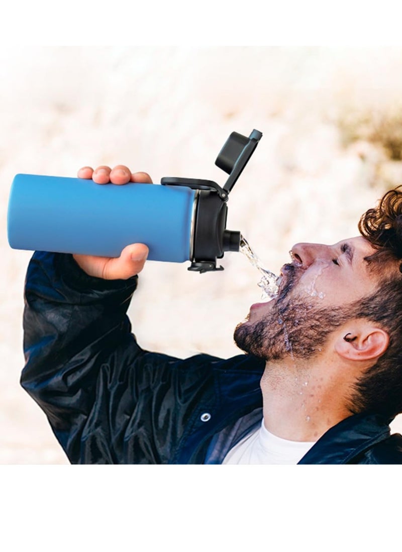 ريما - غطاء قلاب أوتوماتيكي لقارورة Hydro Flask ذات الفم الواسع، غطاء بديل لغطاء الفوهة مع قفل بأزرار لقارورة بسيطة حديثة، وقارورة حديدية وقوارير المياه الأخرى ذات الفم الواسع - Image 1