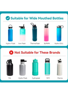 ريما غطاء قلاب أوتوماتيكي لقارورة Hydro Flask ذات الفم الواسع، غطاء بديل لغطاء الفوهة مع قفل بأزرار لقارورة بسيطة حديثة، وقارورة حديدية وقوارير المياه الأخرى ذات الفم الواسع  - Image 5