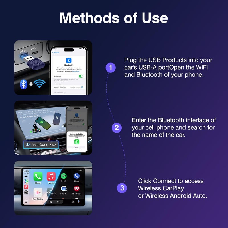 CarlinKit MiNi Ultra Wireless CarPlay & Android Auto Adapter - Plug & Play USB-A/USB-C Upgrade for Wired Cars - Image 5