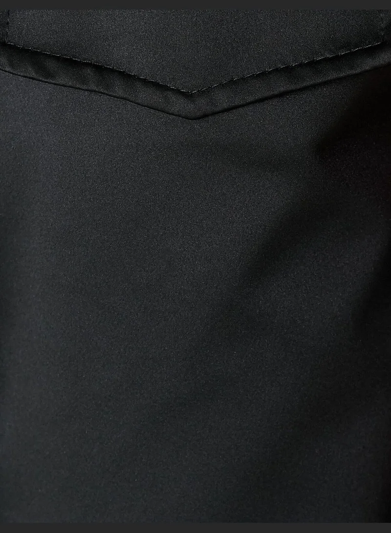 KOTON Zipper Detailed Pocket Detailed Leather Look Coat