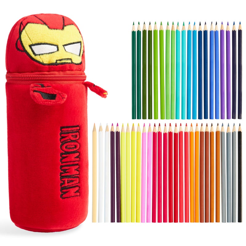 Marvel Spiderman Colored Pencils and Pencil Case 48 Pcs Color Pencil Set Art Supplies Red Iron Man - Image 2